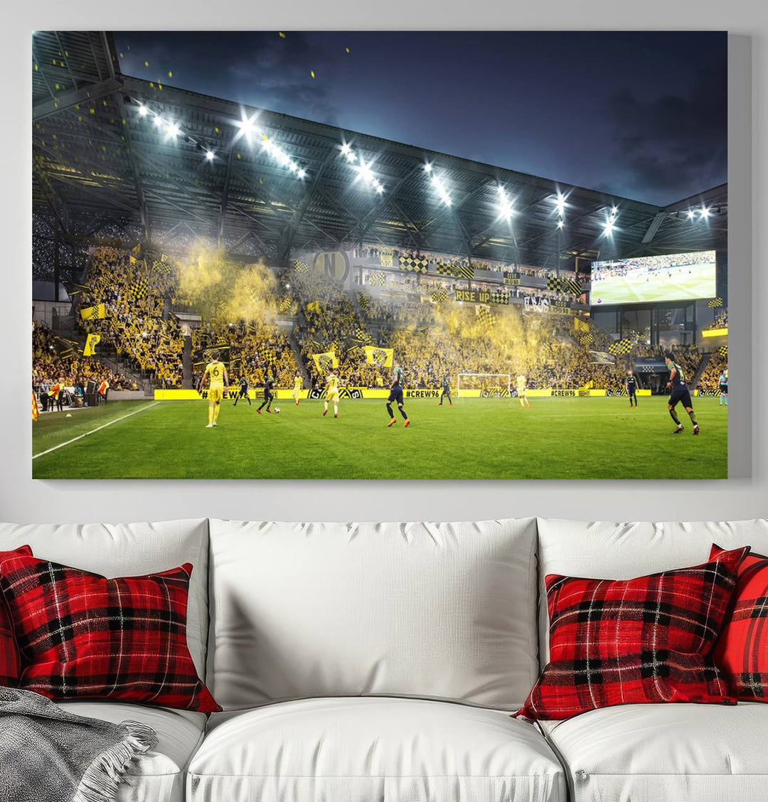 Columbus Crew Stadium Wall Art Canvas Print, Lower Field Stadium Wall Art Print for Sport Room Decor