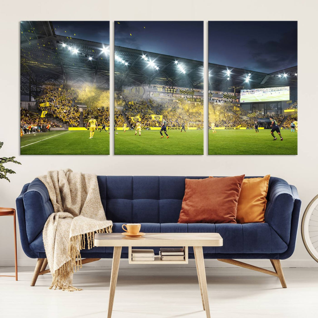 Columbus Crew Stadium Wall Art Canvas Print, Lower Field Stadium Wall Art Print for Sport Room Decor