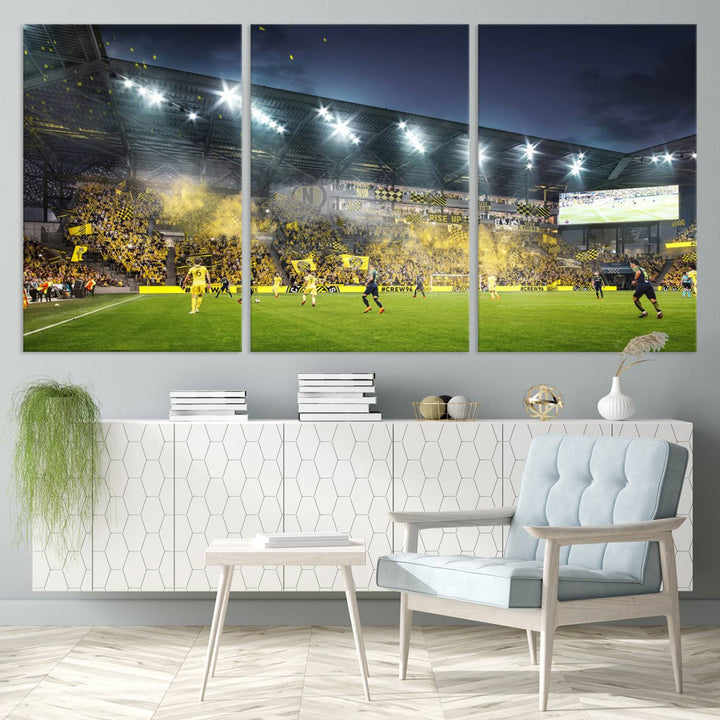 Columbus Crew Stadium Wall Art Canvas Print, Lower Field Stadium Wall Art Print for Sport Room Decor