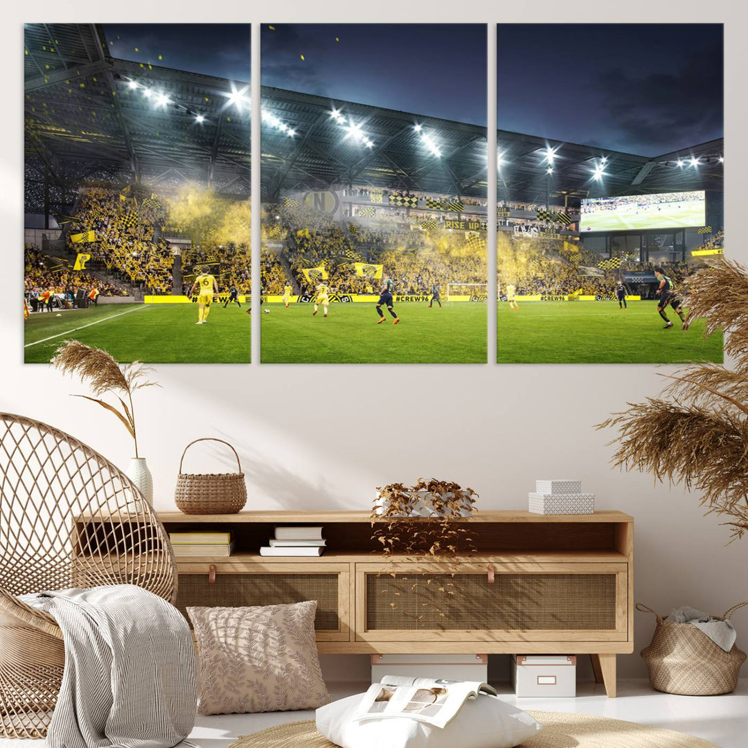 Columbus Crew Stadium Wall Art Canvas Print, Lower Field Stadium Wall Art Print for Sport Room Decor