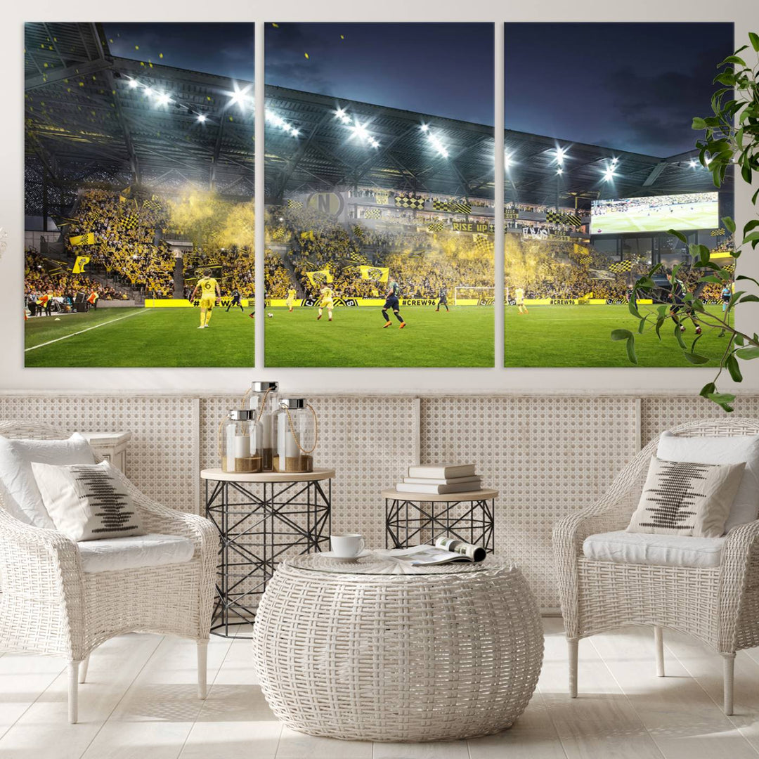 Columbus Crew Stadium Wall Art Canvas Print, Lower Field Stadium Wall Art Print for Sport Room Decor