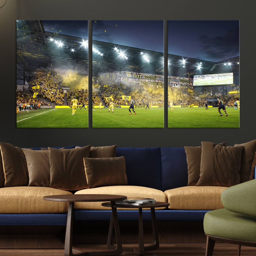 Columbus Crew Stadium Wall Art Canvas Print, Lower Field Stadium Wall Art Print for Sport Room Decor