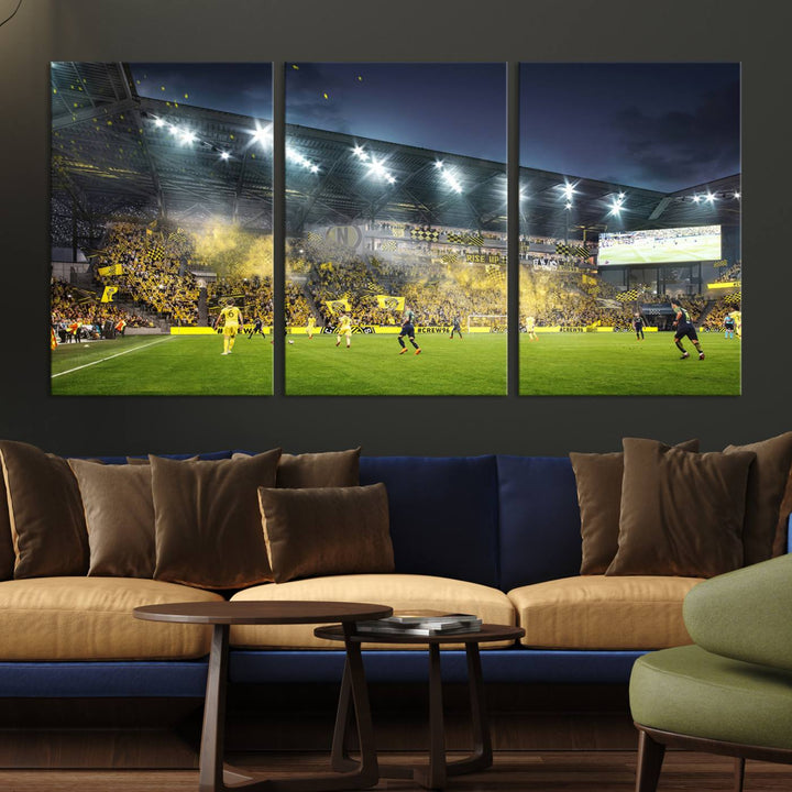 Columbus Crew Stadium Wall Art Canvas Print, Lower Field Stadium Wall Art Print for Sport Room Decor