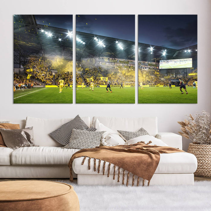 Columbus Crew Stadium Wall Art Canvas Print, Lower Field Stadium Wall Art Print for Sport Room Decor