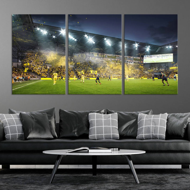 Columbus Crew Stadium Wall Art Canvas Print, Lower Field Stadium Wall Art Print for Sport Room Decor