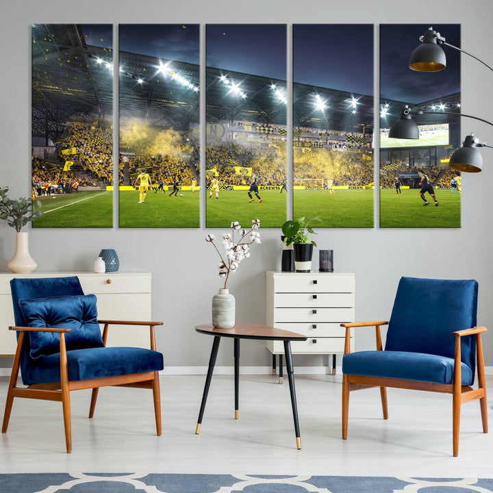 Columbus Crew Stadium Wall Art Canvas Print, Lower Field Stadium Wall Art Print for Sport Room Decor