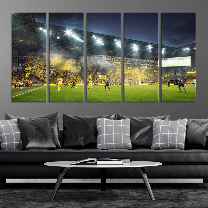 Columbus Crew Stadium Wall Art Canvas Print, Lower Field Stadium Wall Art Print for Sport Room Decor