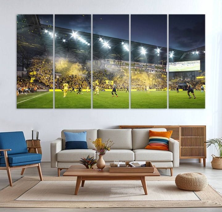 Columbus Crew Stadium Wall Art Canvas Print, Lower Field Stadium Wall Art Print for Sport Room Decor