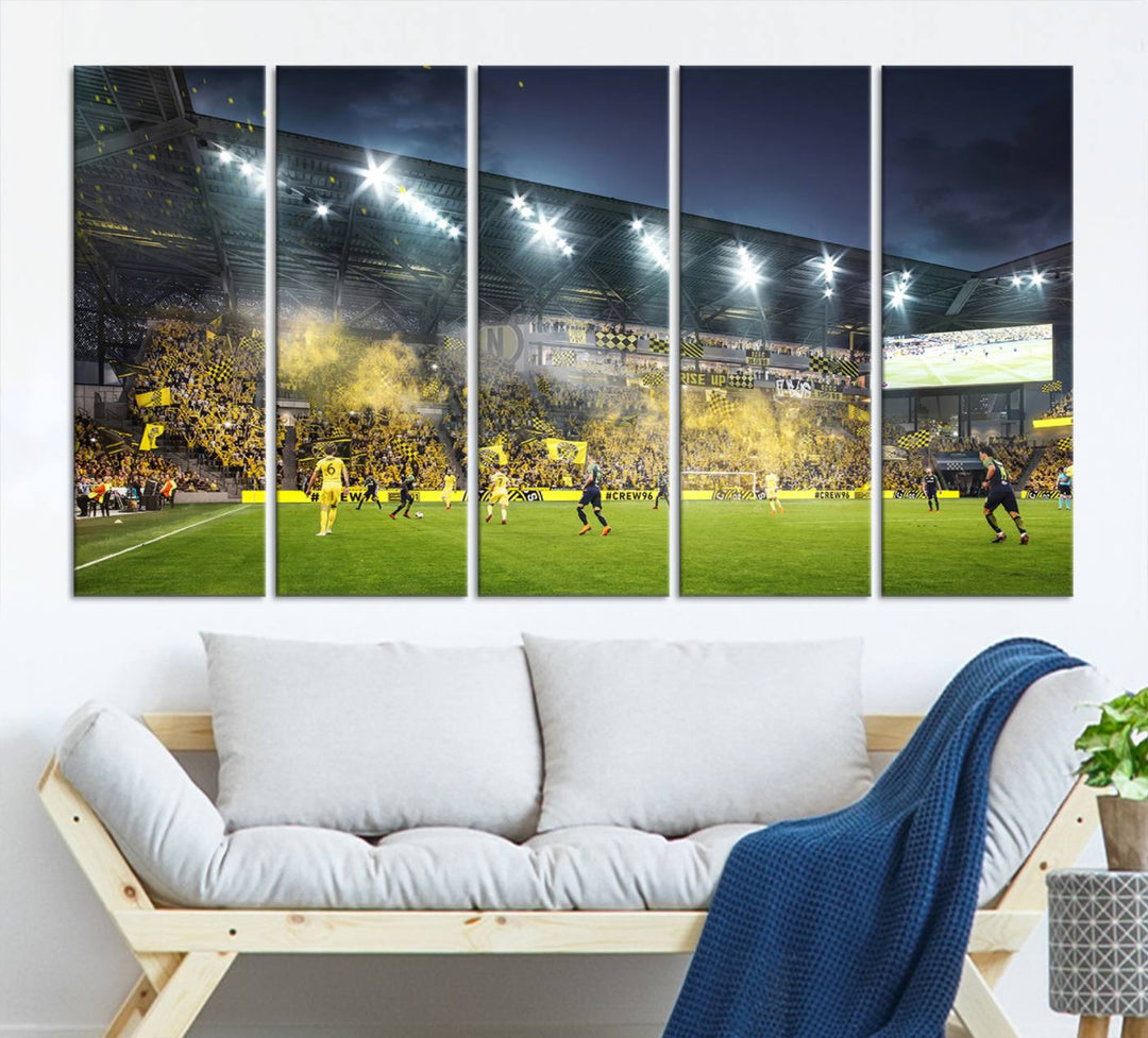 Columbus Crew Stadium Wall Art Canvas Print, Lower Field Stadium Wall Art Print for Sport Room Decor