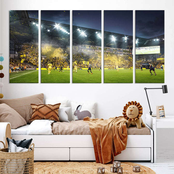 Columbus Crew Stadium Wall Art Canvas Print, Lower Field Stadium Wall Art Print for Sport Room Decor