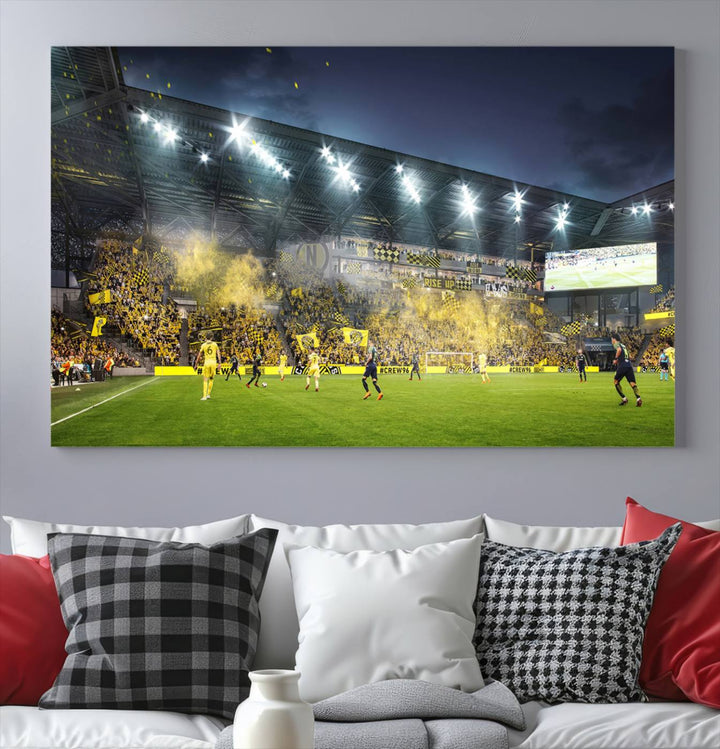 Columbus Crew Stadium Wall Art Canvas Print, Lower Field Stadium Wall Art Print for Sport Room Decor