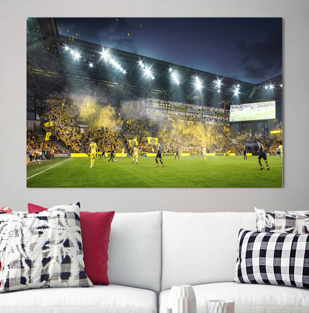 Columbus Crew Stadium Wall Art Canvas Print, Lower Field Stadium Wall Art Print for Sport Room Decor