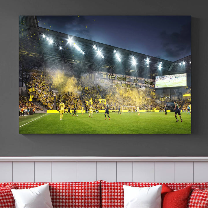 Columbus Crew Stadium Wall Art Canvas Print, Lower Field Stadium Wall Art Print for Sport Room Decor