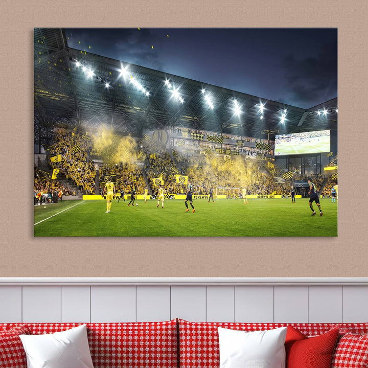 Columbus Crew Stadium Wall Art Canvas Print, Lower Field Stadium Wall Art Print for Sport Room Decor