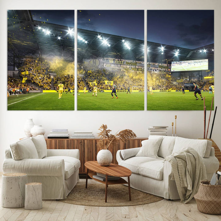 Columbus Crew Stadium Wall Art Canvas Print, Lower Field Stadium Wall Art Print for Sport Room Decor