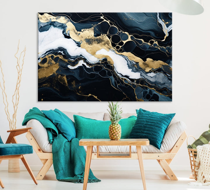 Contamporary Wall Art Abstract Painting, Printed Canvas Wall Art, Marble Decor, Large Framed Print Set of Panel