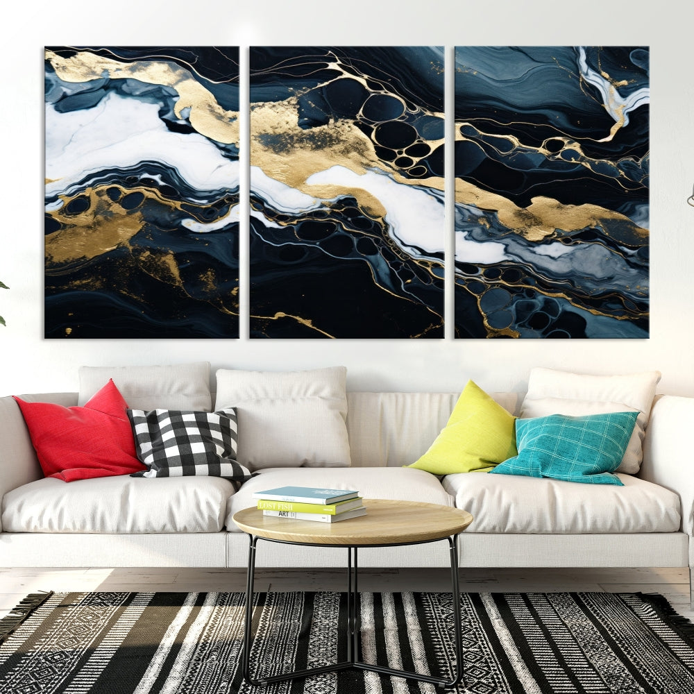 Contamporary Wall Art Abstract Painting, Printed Canvas Wall Art, Marble Decor, Large Framed Print Set of Panel