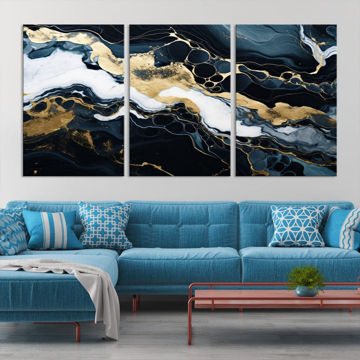 Contamporary Wall Art Abstract Painting, Printed Canvas Wall Art, Marble Decor, Large Framed Print Set of Panel