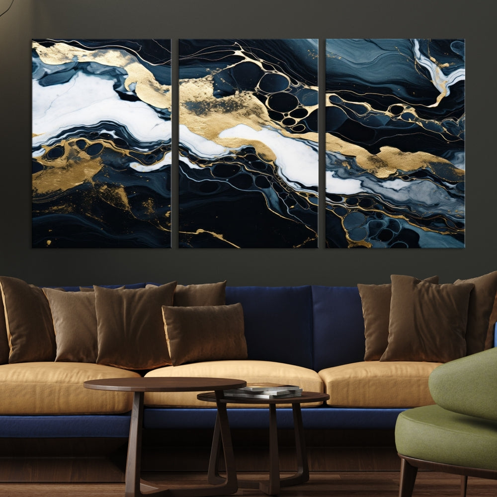 Contamporary Wall Art Abstract Painting, Printed Canvas Wall Art, Marble Decor, Large Framed Print Set of Panel