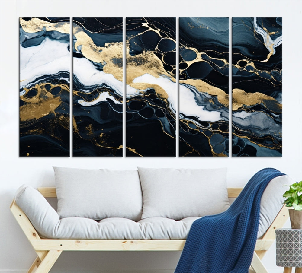 Contamporary Wall Art Abstract Painting, Printed Canvas Wall Art, Marble Decor, Large Framed Print Set of Panel