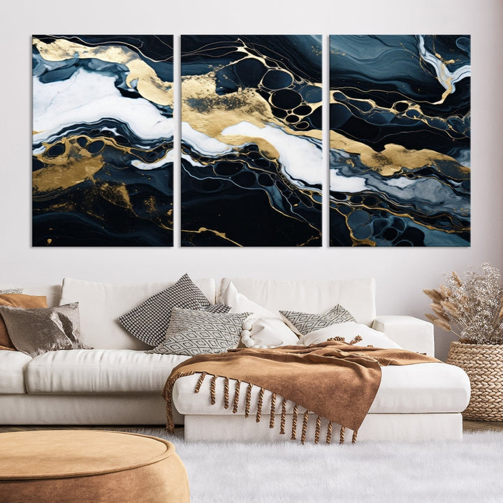 Contamporary Wall Art Abstract Painting, Printed Canvas Wall Art, Marble Decor, Large Framed Print Set of Panel