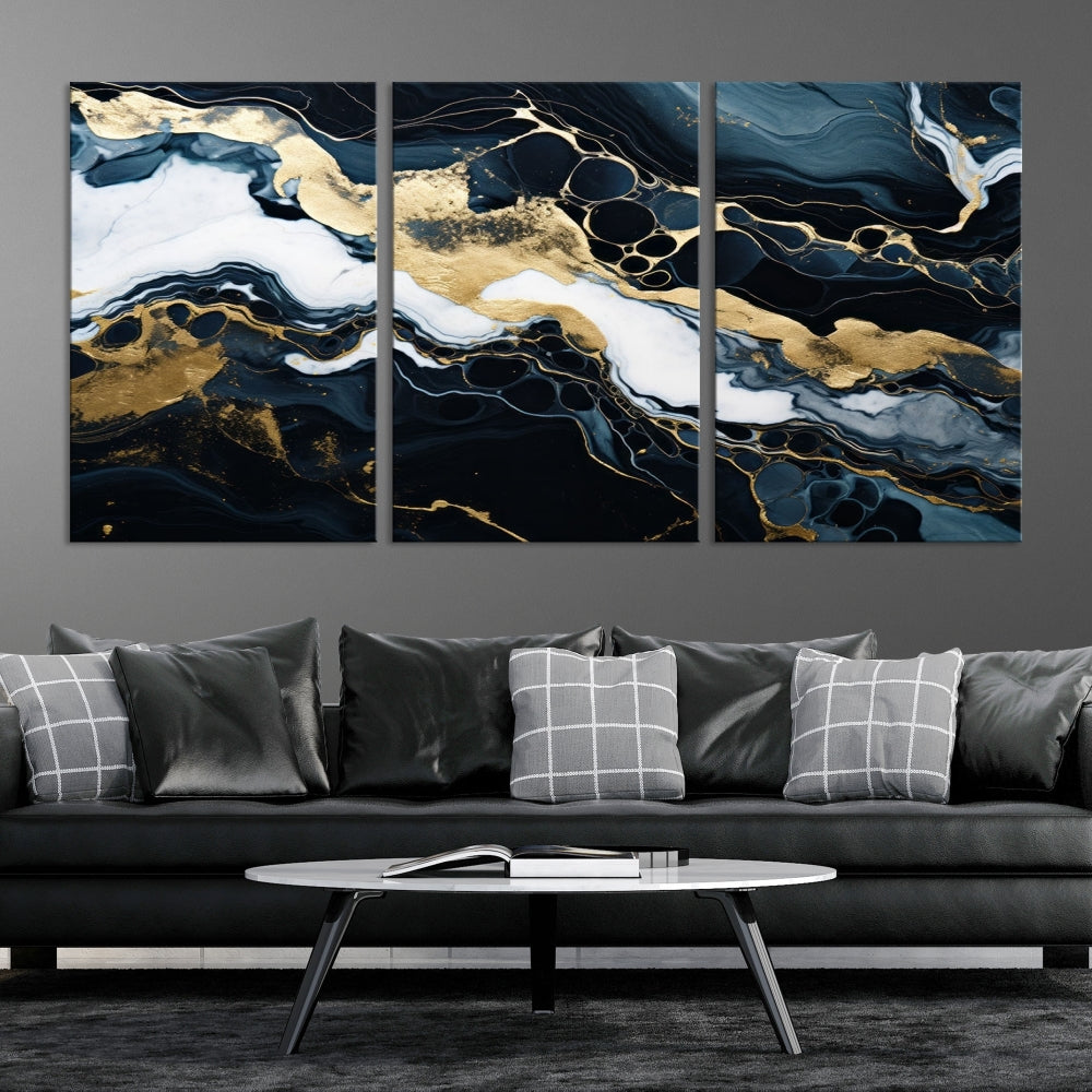 Contamporary Wall Art Abstract Painting, Printed Canvas Wall Art, Marble Decor, Large Framed Print Set of Panel