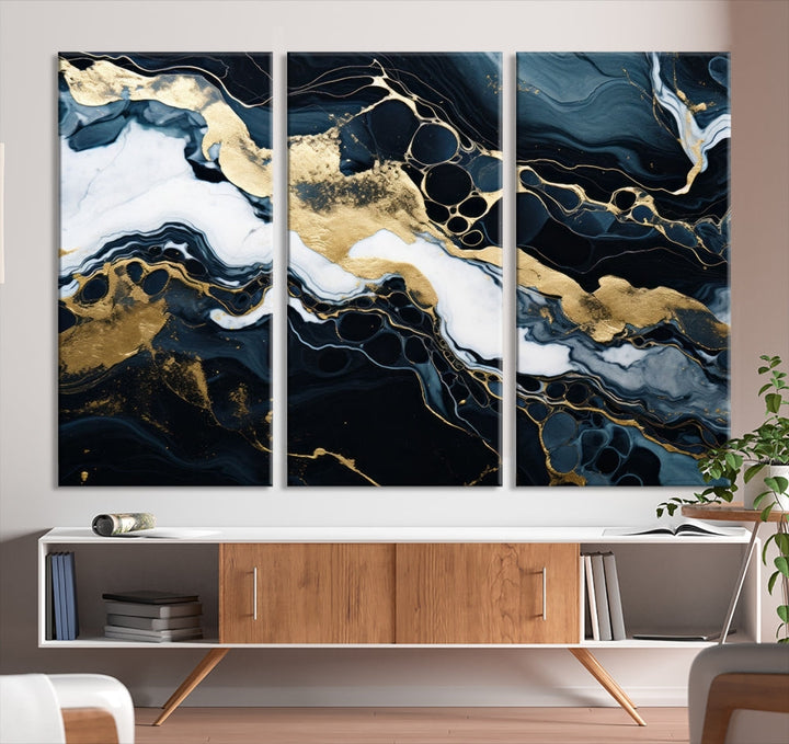 Contamporary Wall Art Abstract Painting, Printed Canvas Wall Art, Marble Decor, Large Framed Print Set of Panel