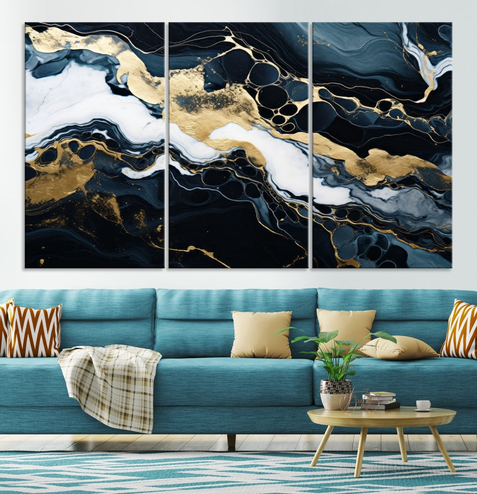 Contamporary Wall Art Abstract Painting, Printed Canvas Wall Art, Marble Decor, Large Framed Print Set of Panel