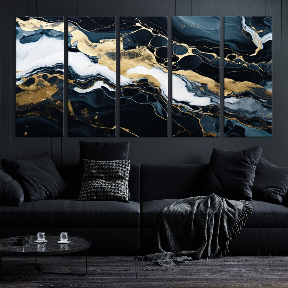 Contamporary Wall Art Abstract Painting, Printed Canvas Wall Art, Marble Decor, Large Framed Print Set of Panel