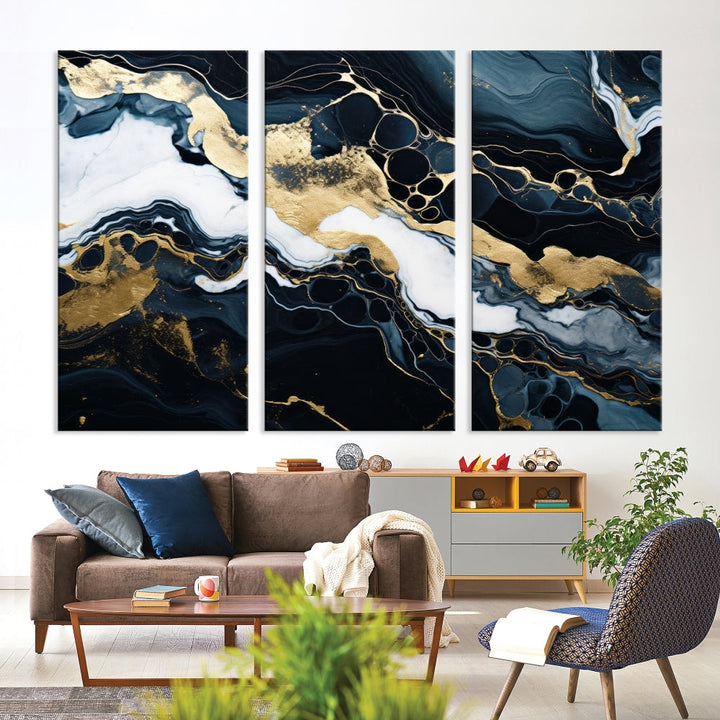 Contamporary Wall Art Abstract Painting, Printed Canvas Wall Art, Marble Decor, Large Framed Print Set of Panel