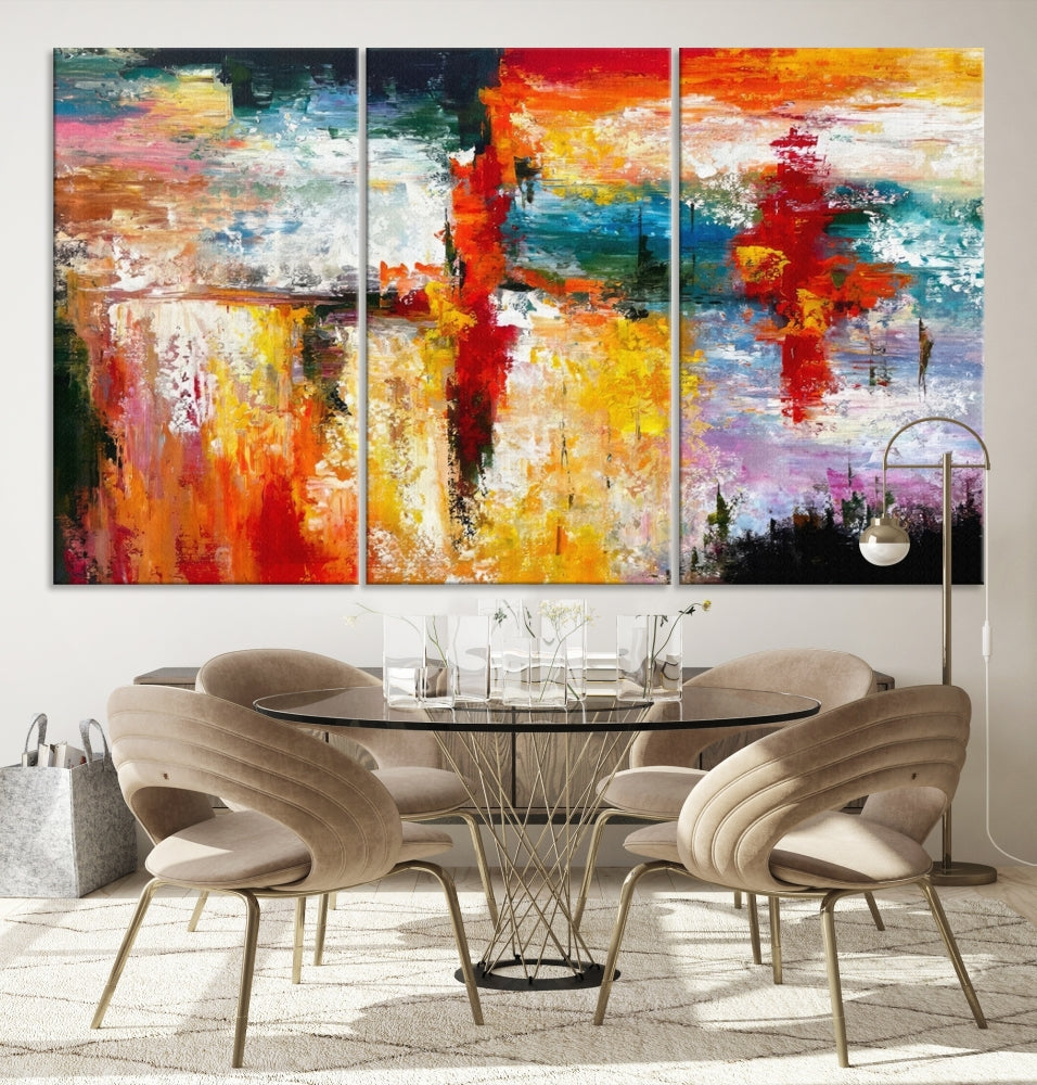 Contemporary Abstact Canvas Painting, Set of Living Room Wall Decor, Modern Large Wall Art Canvas Print