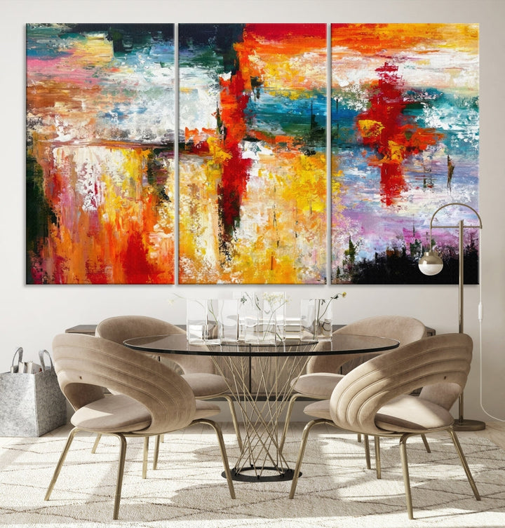 Contemporary Abstact Canvas Painting, Set of Living Room Wall Decor, Modern Large Wall Art Canvas Print