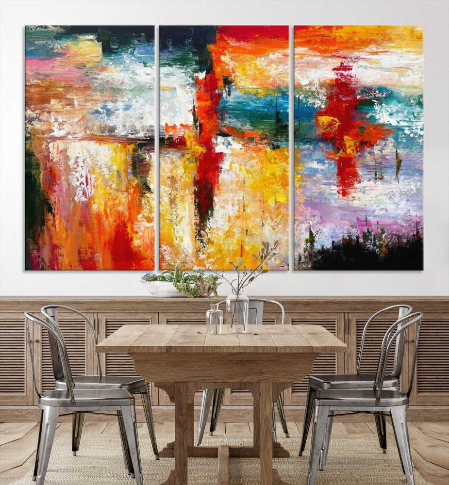 Contemporary Abstact Canvas Painting, Set of Living Room Wall Decor, Modern Large Wall Art Canvas Print