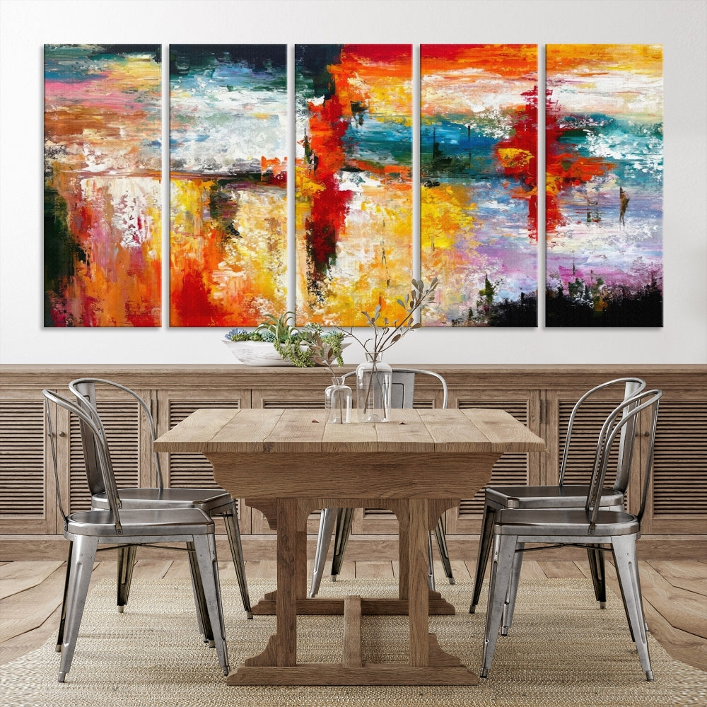 Contemporary Abstact Canvas Painting, Set of Living Room Wall Decor, Modern Large Wall Art Canvas Print