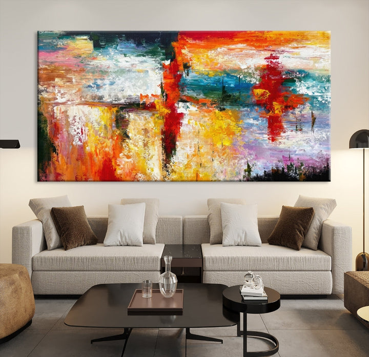 Contemporary Abstact Canvas Painting, Set of Living Room Wall Decor, Modern Large Wall Art Canvas Print