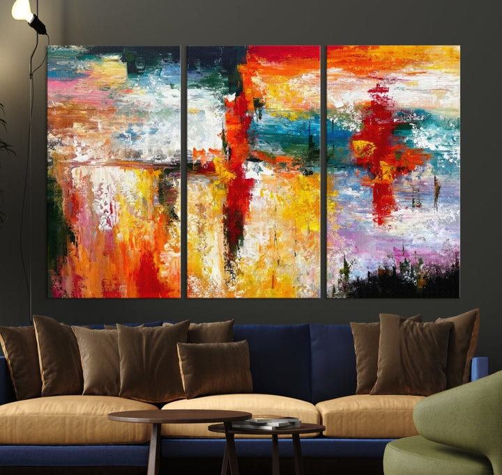 Contemporary Abstact Canvas Painting, Set of Living Room Wall Decor, Modern Large Wall Art Canvas Print