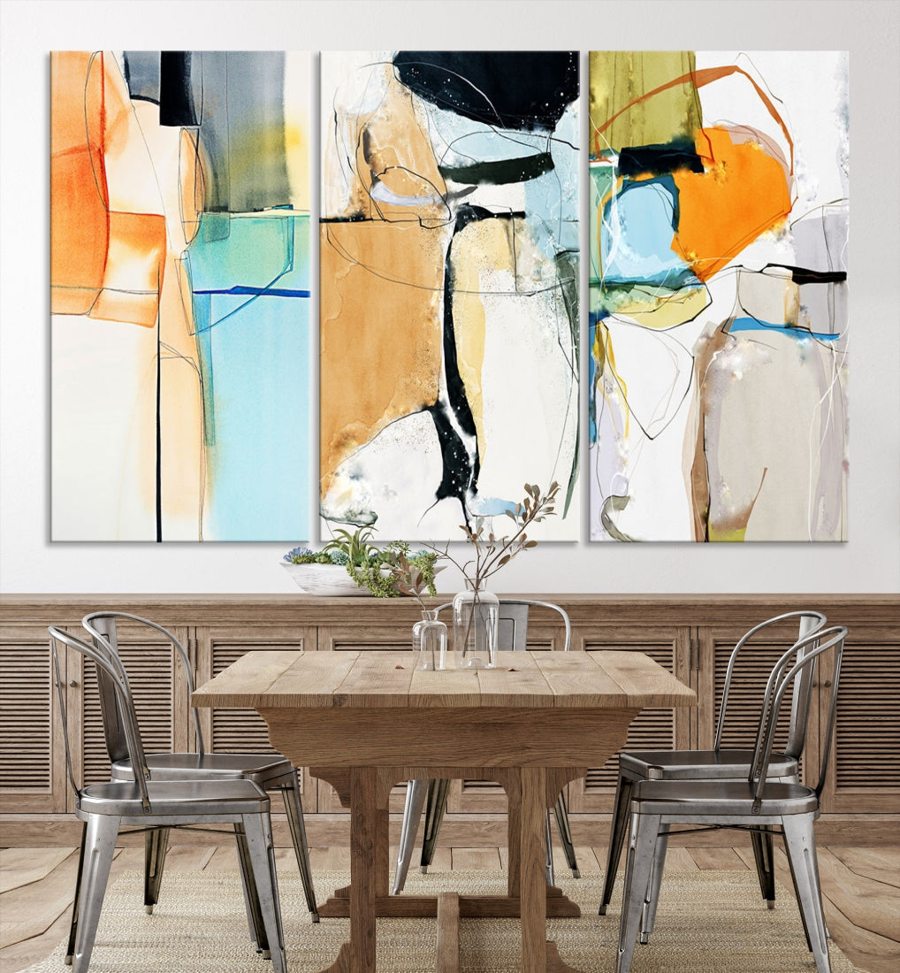 Contemporary Boho Style Abstract Canvas Wall Art Print