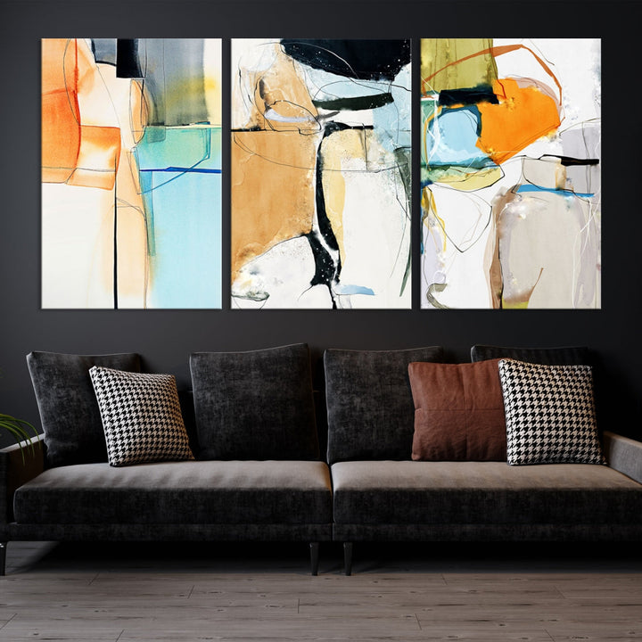 Contemporary Boho Style Abstract Canvas Wall Art Print