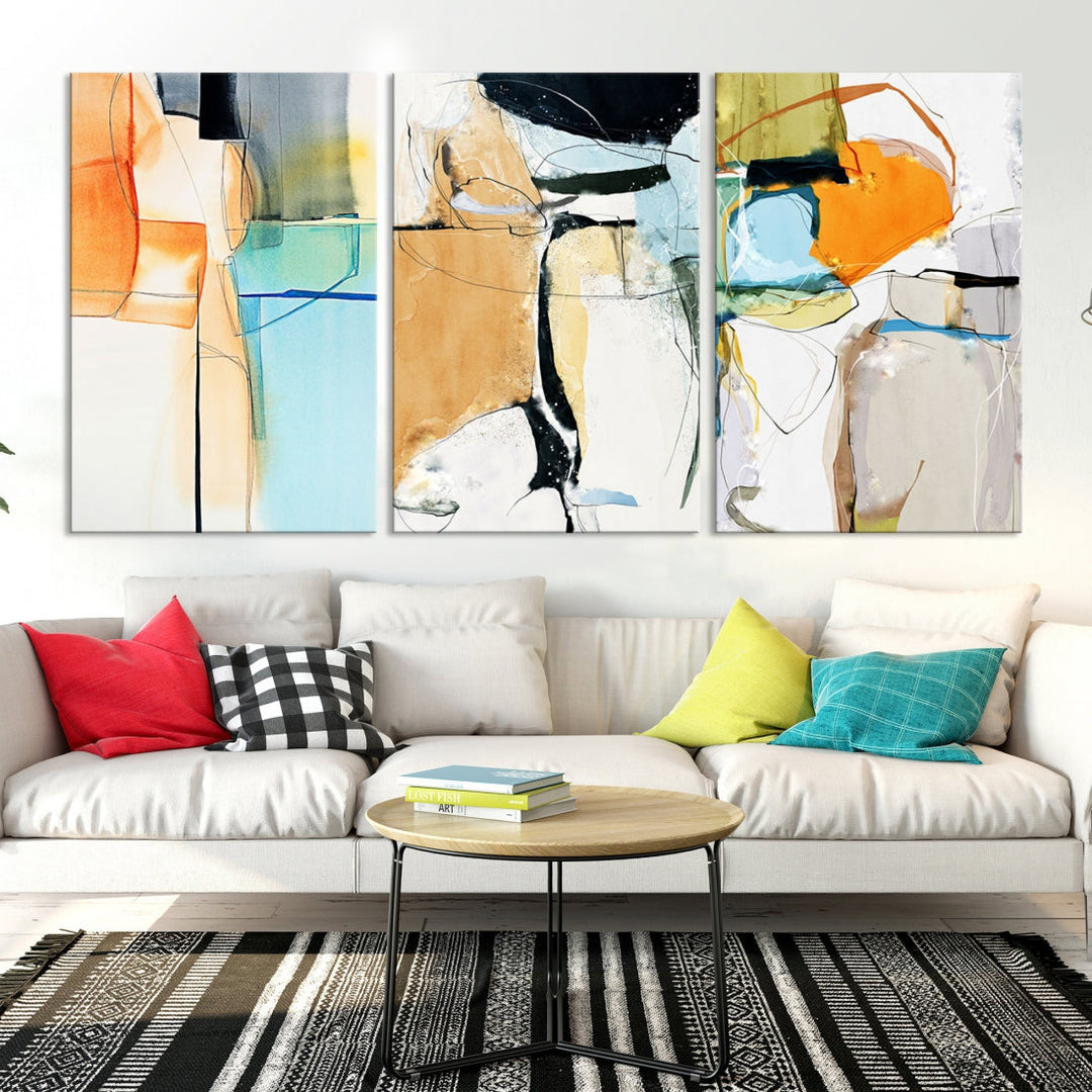 Contemporary Boho Style Abstract Canvas Wall Art Print