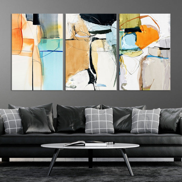 Contemporary Boho Style Abstract Canvas Wall Art Print