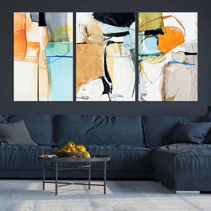 Contemporary Boho Style Abstract Canvas Wall Art Print