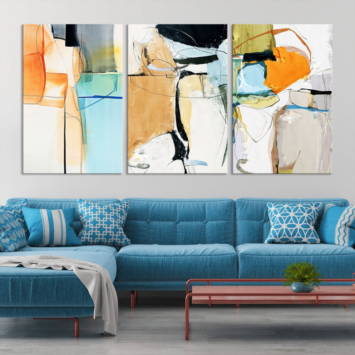 Contemporary Boho Style Abstract Canvas Wall Art Print