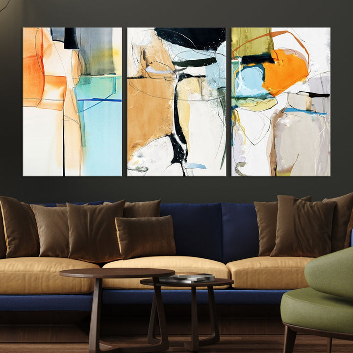 Contemporary Boho Style Abstract Canvas Wall Art Print