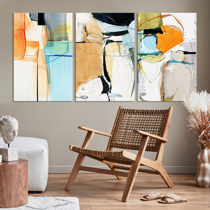 Contemporary Boho Style Abstract Canvas Wall Art Print