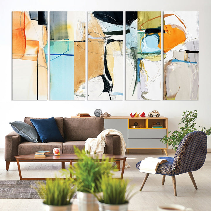 Contemporary Boho Style Abstract Canvas Wall Art Print