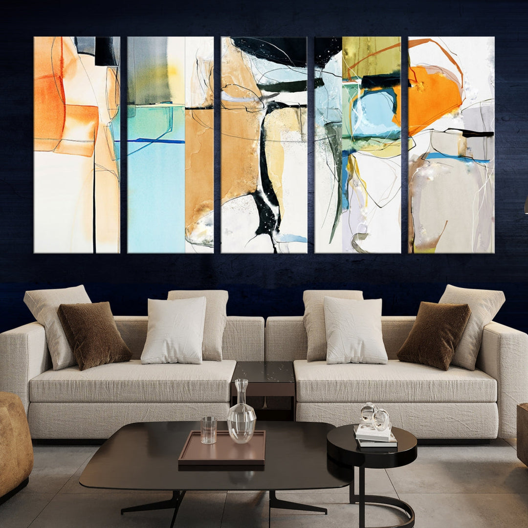 Contemporary Boho Style Abstract Canvas Wall Art Print