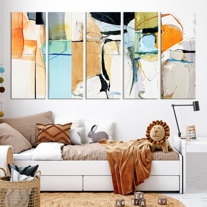 Contemporary Boho Style Abstract Canvas Wall Art Print