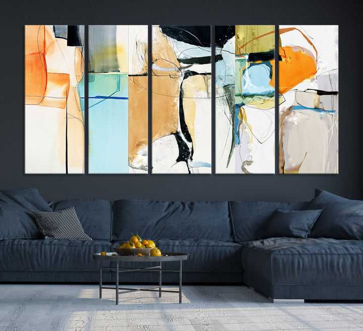 Contemporary Boho Style Abstract Canvas Wall Art Print