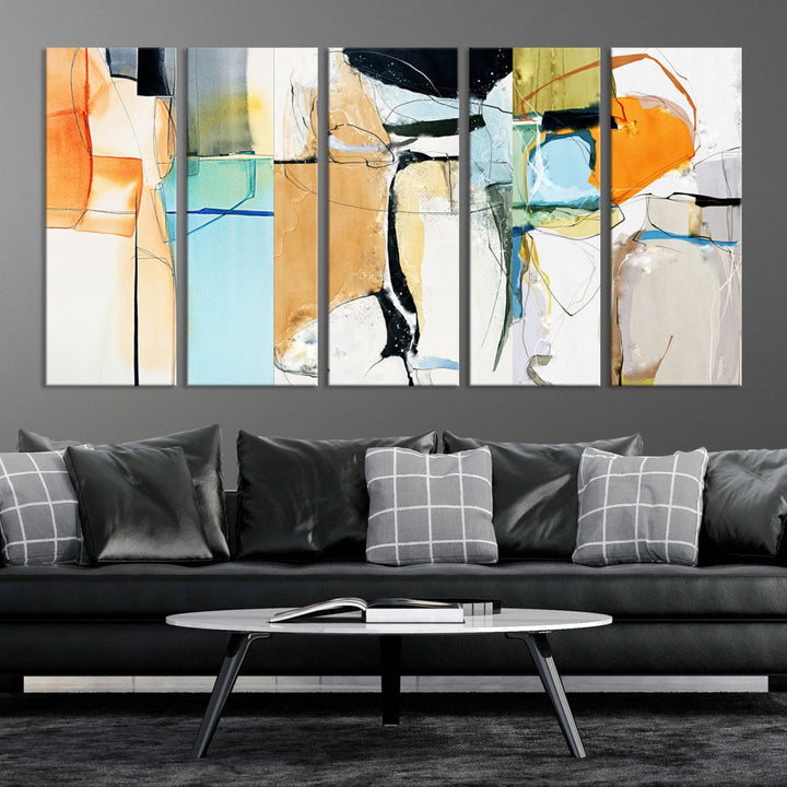 Contemporary Boho Style Abstract Canvas Wall Art Print