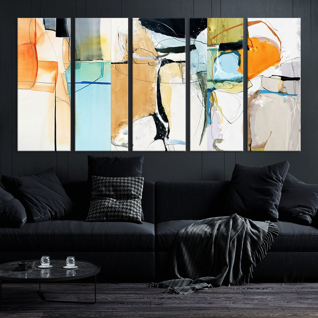 Contemporary Boho Style Abstract Canvas Wall Art Print